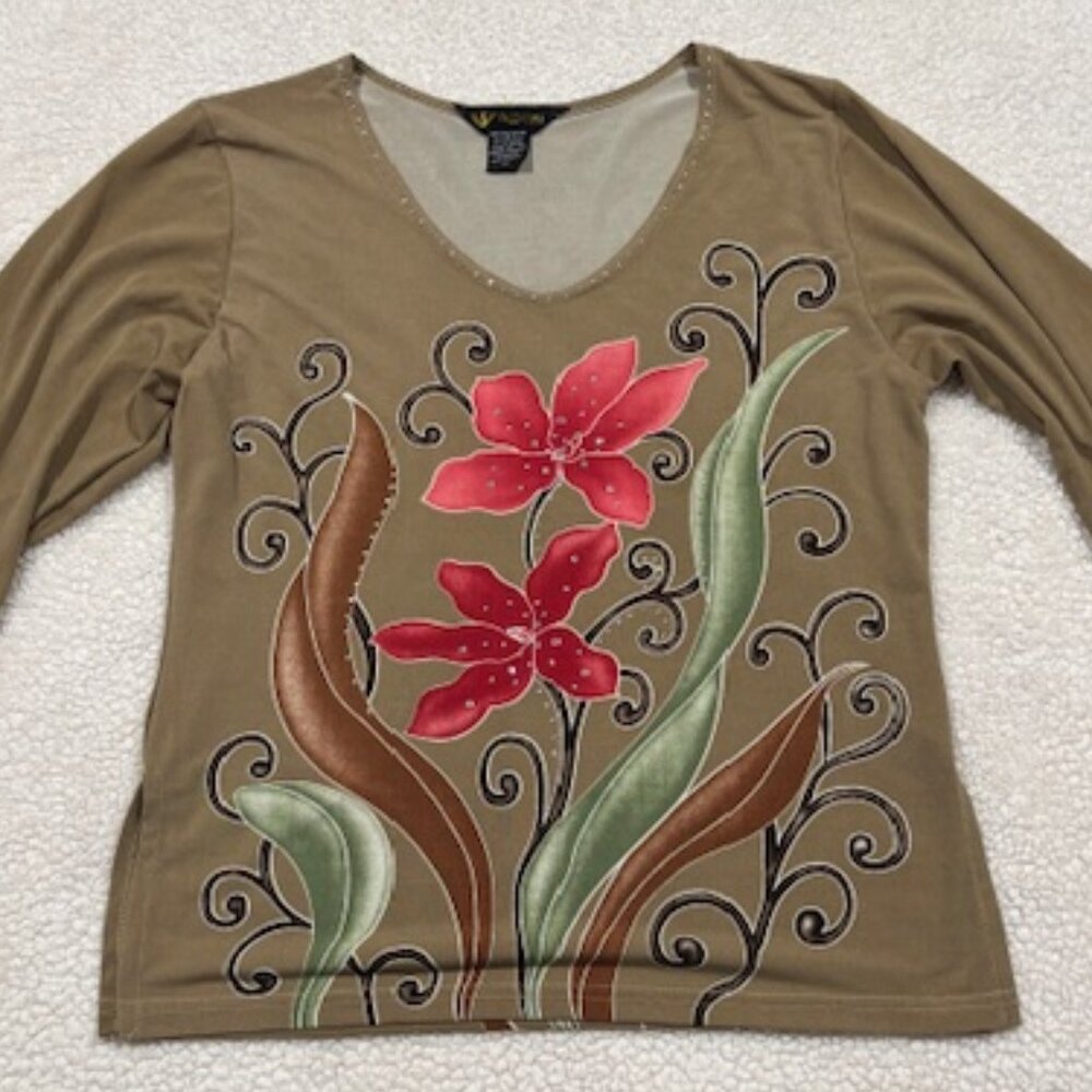 Valentina Floral Rhinestone Shirt